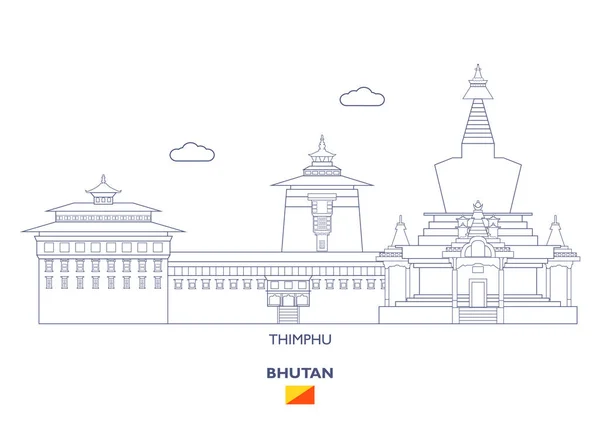 Thimphu City Skyline, Бутан — стоковый вектор