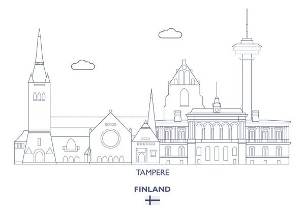 Tampere City Skyline, Finlandiya — Stok Vektör