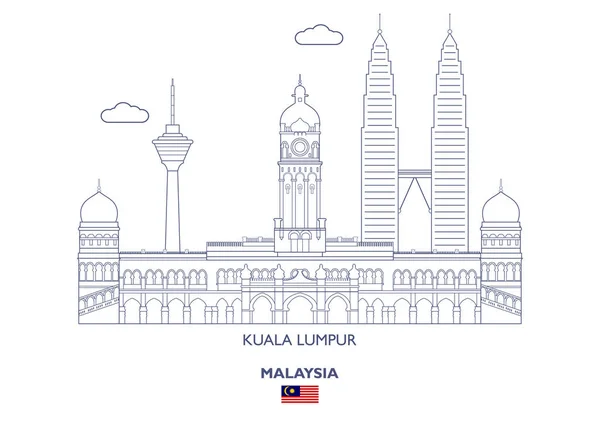 Kuala Lumpurin kaupungin horisontti, Malesia — vektorikuva