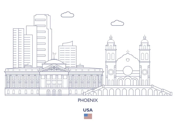 Phoenix City Skyline, Amerika Birleşik Devletleri — Stok Vektör