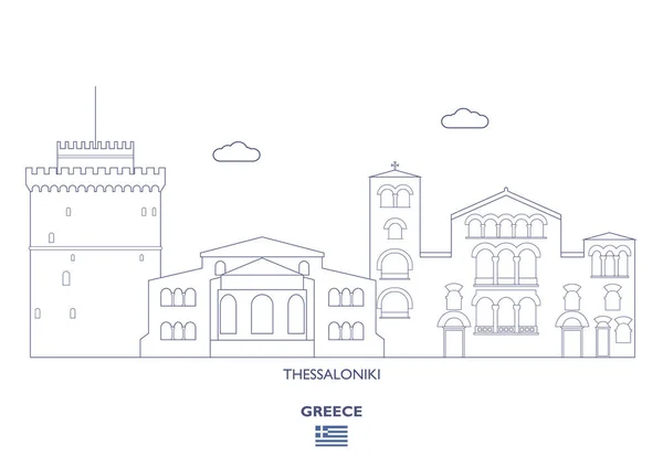 Στον ορίζοντα η πόλη Θεσσαλονίκη, Ελλάδα — Διανυσματικό Αρχείο