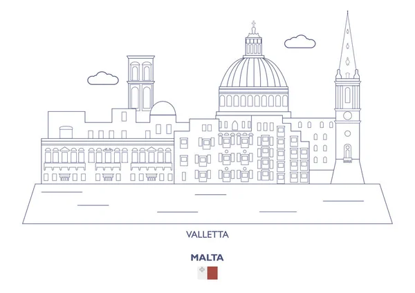 Skyline de cidade de Valletta, Malta — Vetor de Stock