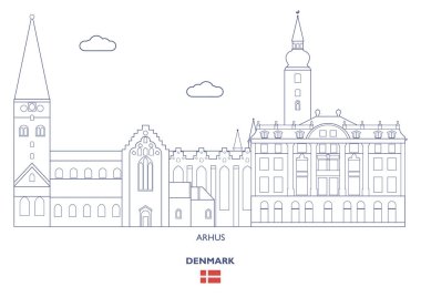 Arhus şehir manzarası, Danimarka