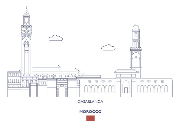 Cidade de Casablanca Skyline, Marrocos —  Vetores de Stock