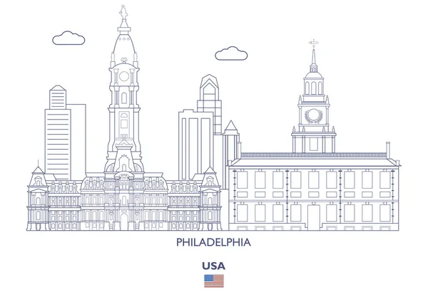 Philadelphia City Skyline, Amerika Birleşik Devletleri — Stok Vektör