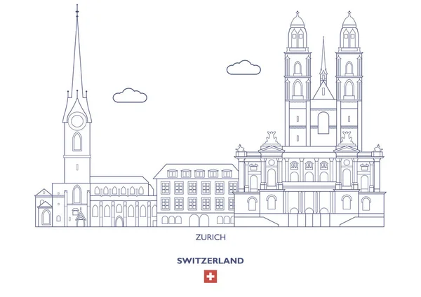 Zurich City Skyline, Suiza — Vector de stock