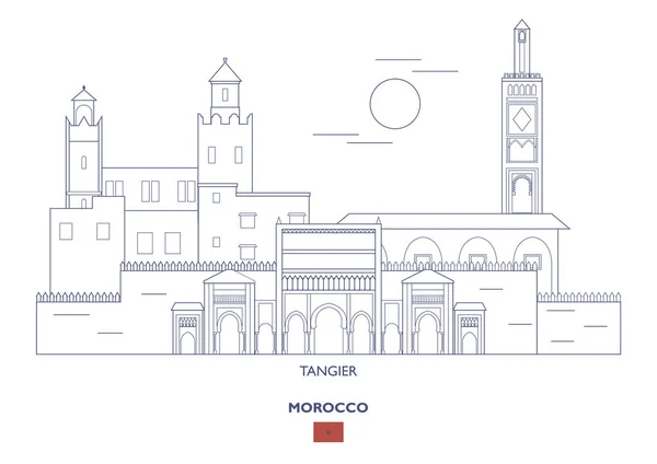 Ciudad de Tánger Skyline, Marruecos — Vector de stock