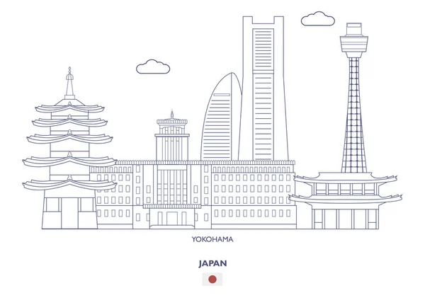 Panoramę miasta Yokohama, Japonia — Wektor stockowy