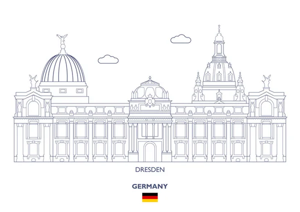 Dresden City Skyline, Tyskland — Stock vektor