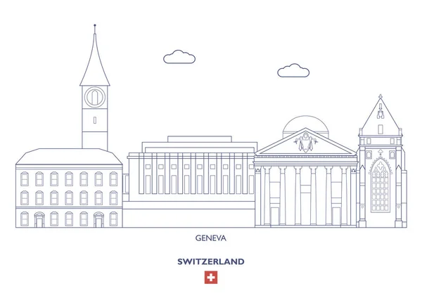 Ciudad de Ginebra Skyline, Suiza — Vector de stock