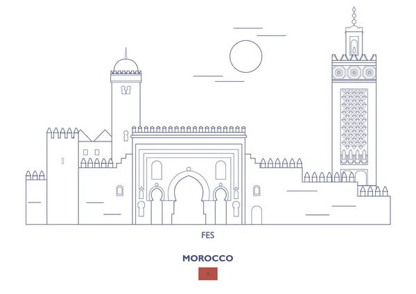 Fes city skyline, Marokko — Stockvektor