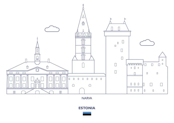 Ciudad de Narva Skyline, Estonia — Archivo Imágenes Vectoriales