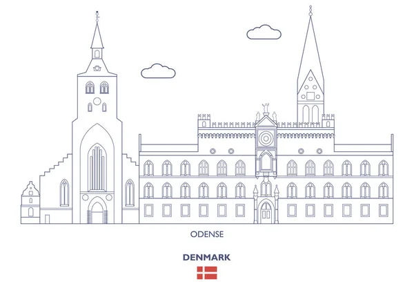 Odense City Skyline, Dinamarca — Vetor de Stock