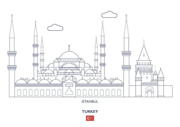 Istanbul Linear City Skyline Turkey — Stock Vector