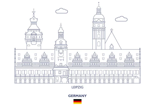 Leipzig Linear City Skyline Alemanha — Vetor de Stock