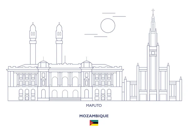 Maputo Linear City Skyline Moçambique —  Vetores de Stock