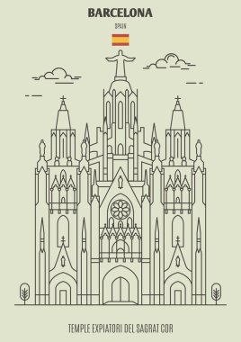 Barcelona, İspanya 'daki Temple Expiatori del Sagrat Cor. Yer imi ic