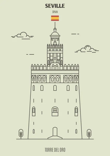 Torre del oro in Sevilla, Spanien. Wahrzeichen — Stockvektor