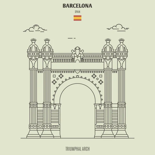 Триумфальная арка в Барселоне, Испания. Значок достопримечательности — стоковый вектор