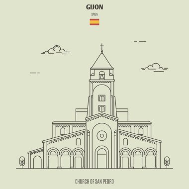Gijon, İspanya 'daki San Pedro Kilisesi. Yer imi simgesi