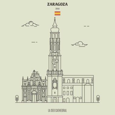 İspanya, Zaragoza 'daki La Seo Katedrali. Yer imi simgesi