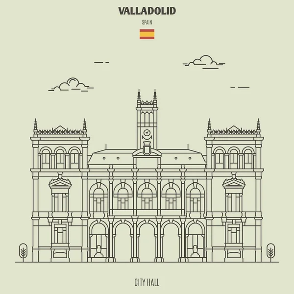 Hôtel de Ville de Valladolid, Espagne. icône point de repère — Image vectorielle