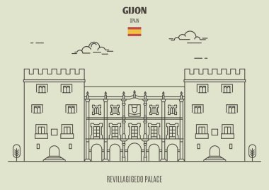 Gijon, İspanya 'daki Revillagigedo Sarayı. Yer imi simgesi