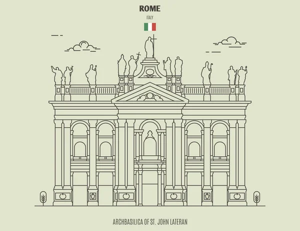 Archbasilica of St. John Lateran in Rome, Italy (en inglés). Icono hito — Vector de stock