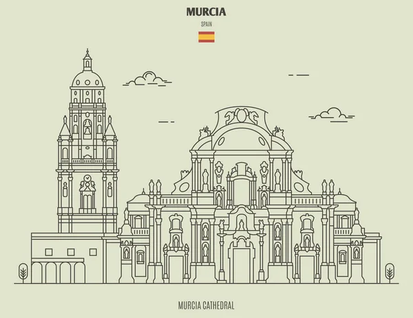 Katedral Murcia, Spanyol. Ikon penanda - Stok Vektor