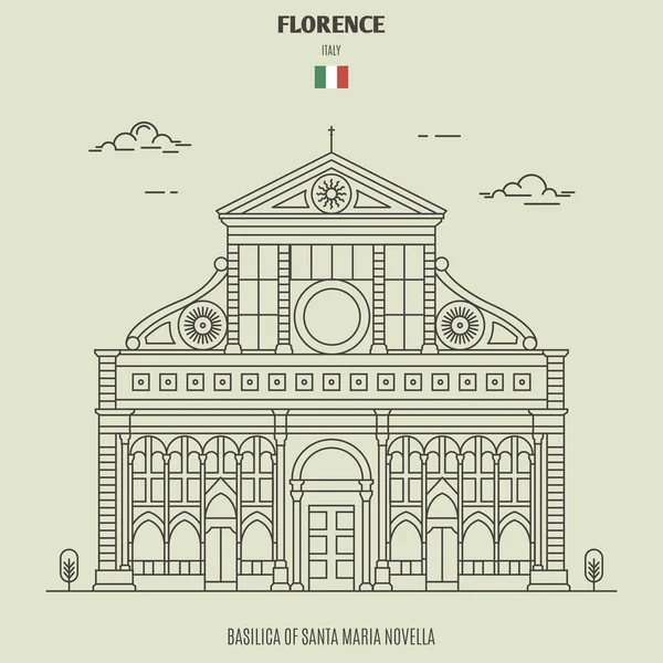 Basílica de Santa Maria Novella en Florencia, Italia. Histórico ico — Vector de stock