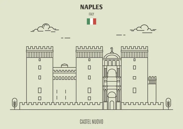 Castel Nuovo in Naples, Italy. Landmark icon — Stock Vector