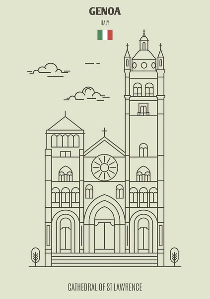 意大利热那亚的圣劳伦斯大教堂。 地标图标 — 图库矢量图片