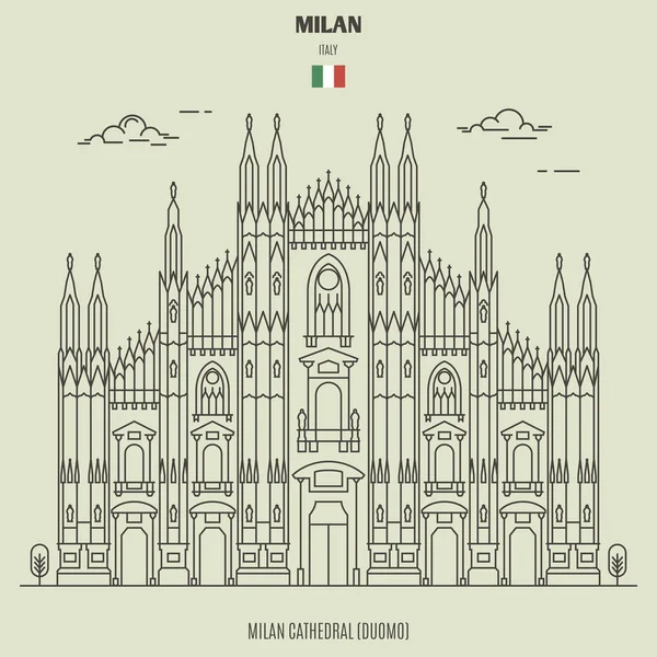 Milánó katedrális, Olaszország. Mérföldkő ikon — Stock Vector
