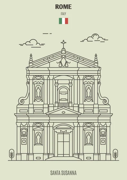 Santa Susanna en Roma, Italia. Icono hito — Vector de stock