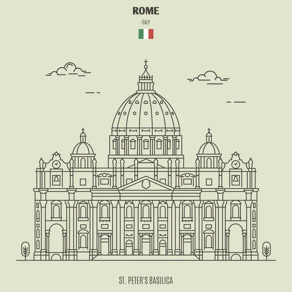 Bazylika św. Piotra w Rzymie, Włochy. Ikona zabytków — Wektor stockowy