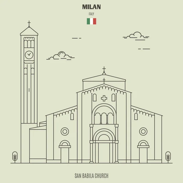 San Babila em Milão, Itália. ícone de referência —  Vetores de Stock