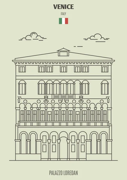Palazzo Loredan Velencében, Olaszországban. Mérföldkő ikon — Stock Vector