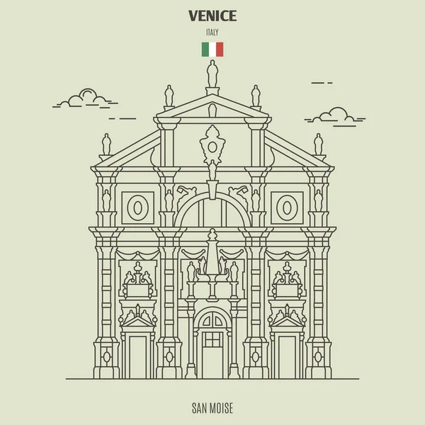 San Moise kyrka i Venedig, Italien. Landmärke ikon — Stock vektor