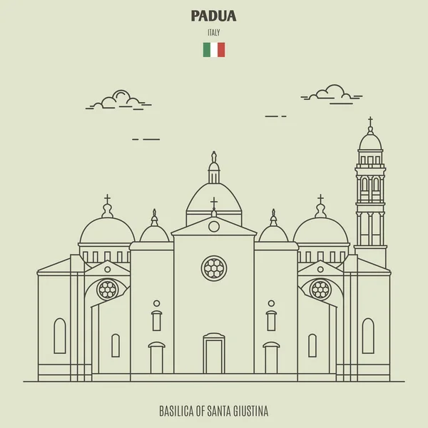 Santa Giustina bazilika Padovában, Olaszországban. Mérföldkő ikon — Stock Vector