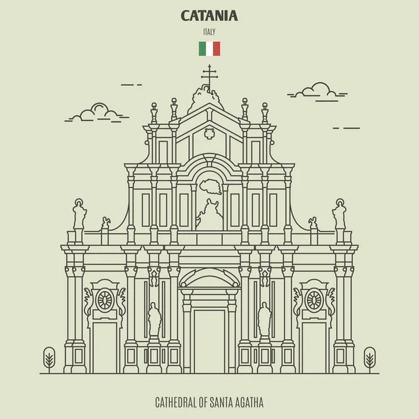 Katedralen Santa Agatha i Catania, Italien. Landmärke ikon — Stock vektor