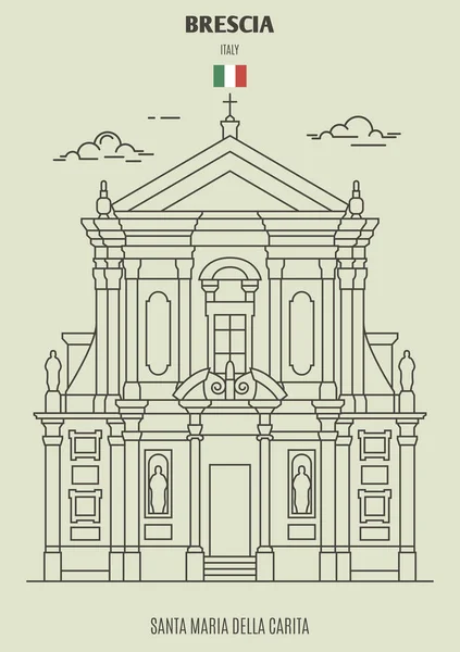 Chiesa di Santa Maria della Carita Bresciában, Olaszországban. i mérföldkő — Stock Vector