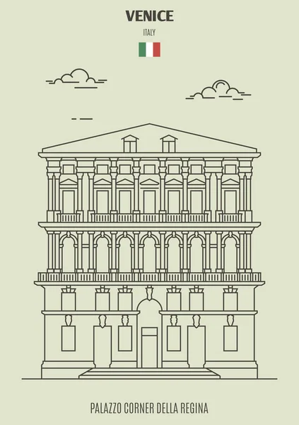 Venedik, İtalya 'daki Palazzo Köşesi Della Regina. Yer imi simgesi — Stok Vektör
