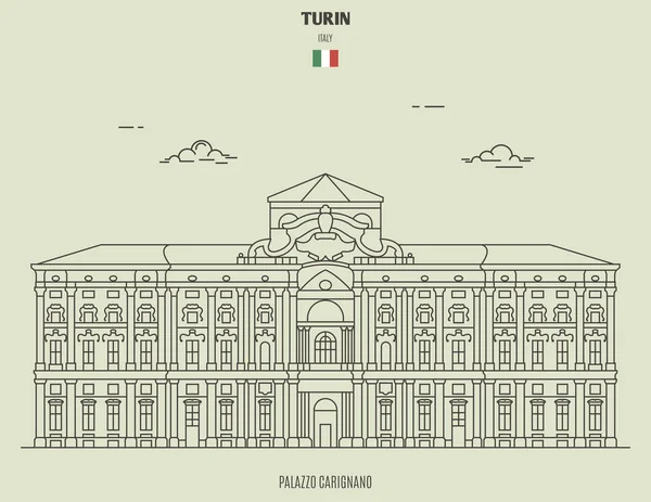 Palazzo Carignano in Turijn, Italië. Bezienswaardigheid icoon — Stockvector