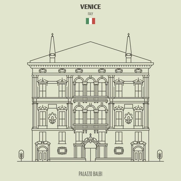 Palazzo Balbi Velencében, Olaszországban. Mérföldkő ikon — Stock Vector