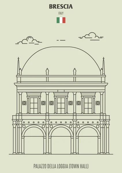 İtalya, Brescia 'daki Palazzo della Loggia veya Belediye Binası. Yer imi ic — Stok Vektör