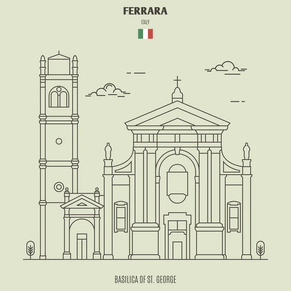 İtalya, Ferrara 'daki Aziz George Bazilikası. Yer imi simgesi — Stok Vektör