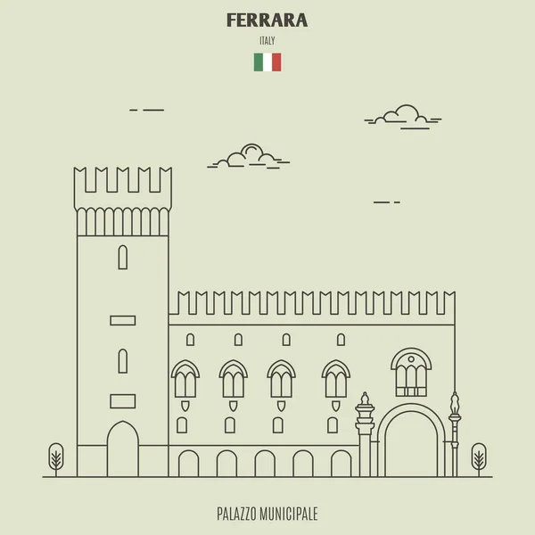 İtalya, Ferrara 'daki Palazzo Belediyesi. Yer imi simgesi — Stok Vektör