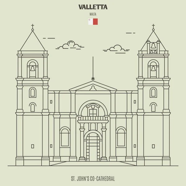 St. John 's Co-Cathedral en La Valeta, Malta. Icono hito — Archivo Imágenes Vectoriales