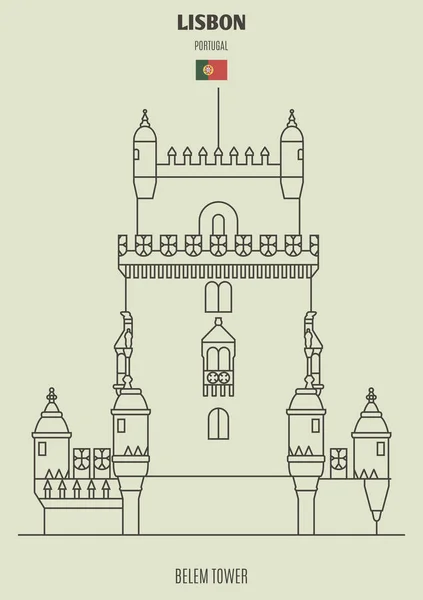 Torre Belem en Lisboa, Portugal. Icono hito — Vector de stock