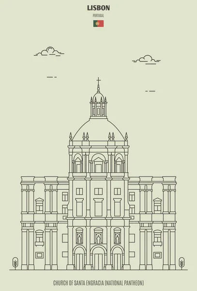 Gereja Santa Engracia di Lisbon, Portugal. Ikon penanda - Stok Vektor